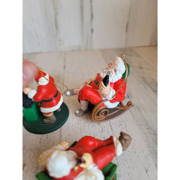 Coke cola Santa Claus reclining chair ornament Xmas set vintage - Picture 8 of 9